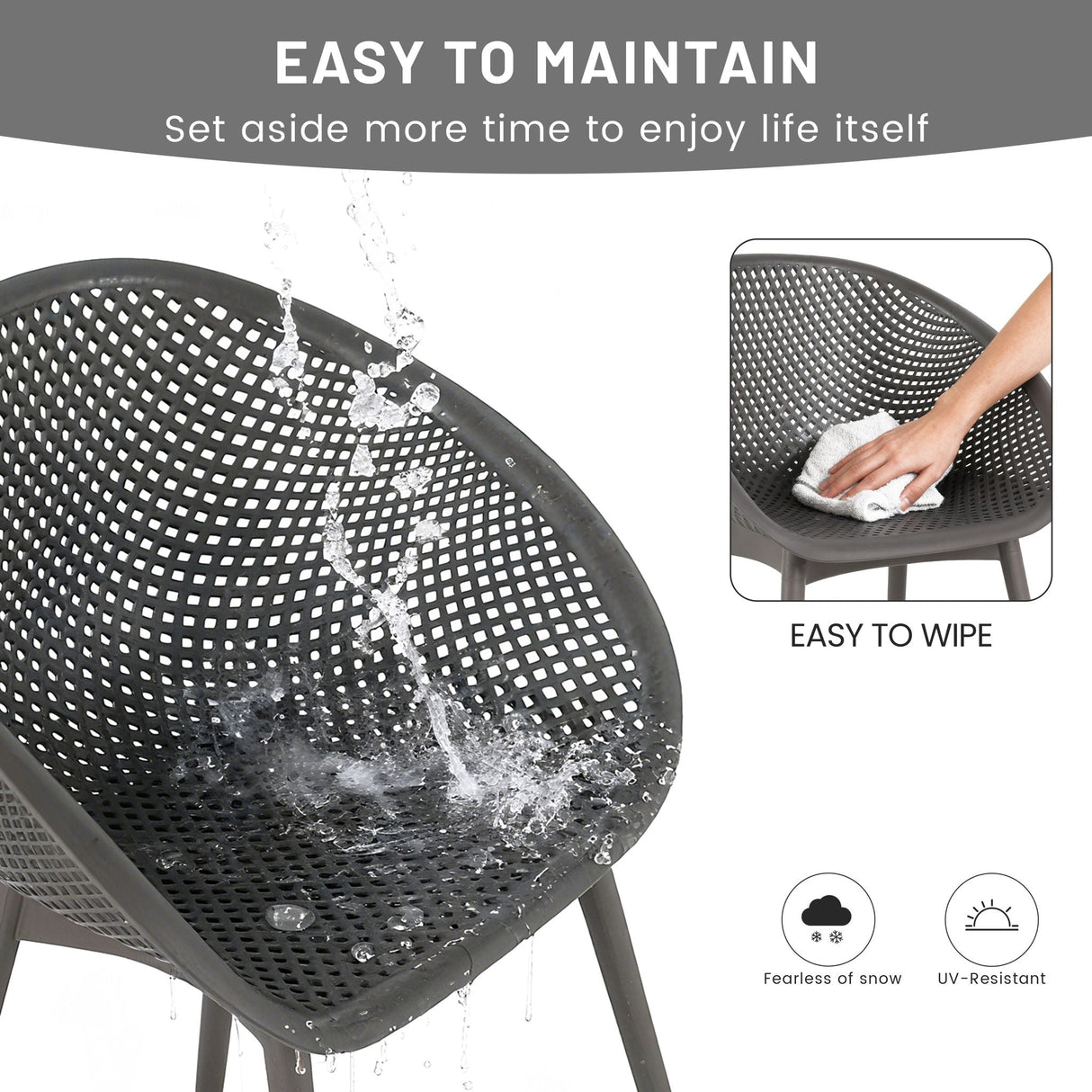 2 Pack Lounge Chair Set & Folding Square Table