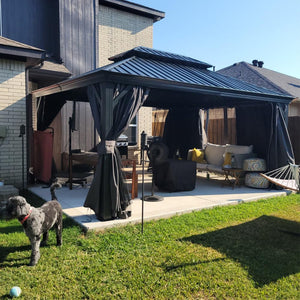 12' X 16' Hardtop Metal Gazebo with Double Roof Canopy