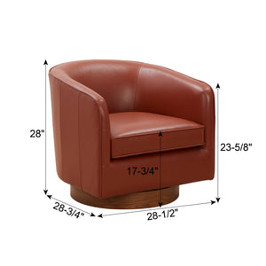 Tessa Caramel Top Grain Leather Swivel Chair with Wood Base