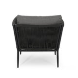 Hanford Modern Club Chair with Woven Rope Design in Grey