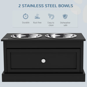 PawHut Large Elevated Dog Bowls with Storage Drawer