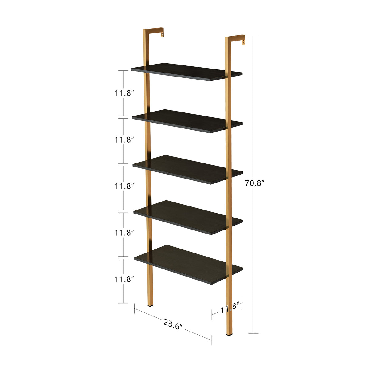 5-Tier Bookshelf Solid Wood Ladder Shelf