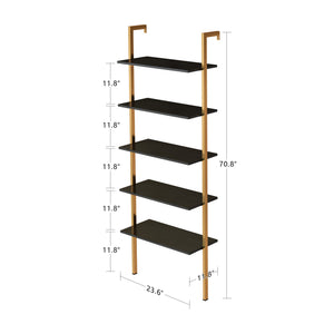 5-Tier Bookshelf Solid Wood Ladder Shelf