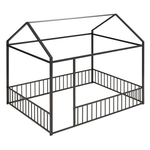 Metal Bed House Bed Frame With Fence