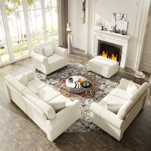 Upholstered Sofa Set With Nailhead Trim and Rolled Armrests, Includes Pillows