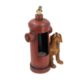 Red Fire Hydrant Water Fountain with Dog and Bird Accents
