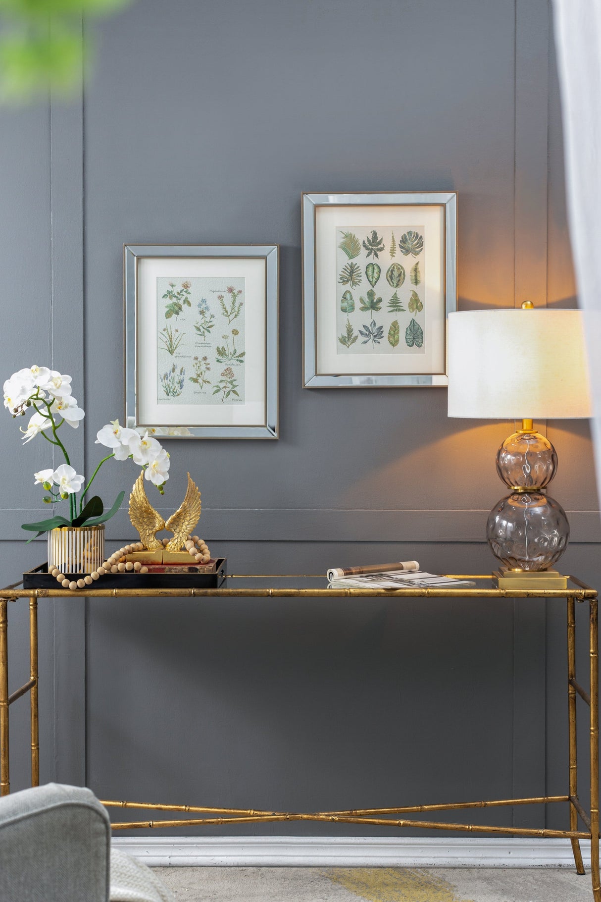 S/2 15.7x19.7" Liana Mirror Framed Wall Art on Mellow Golden Tint Background