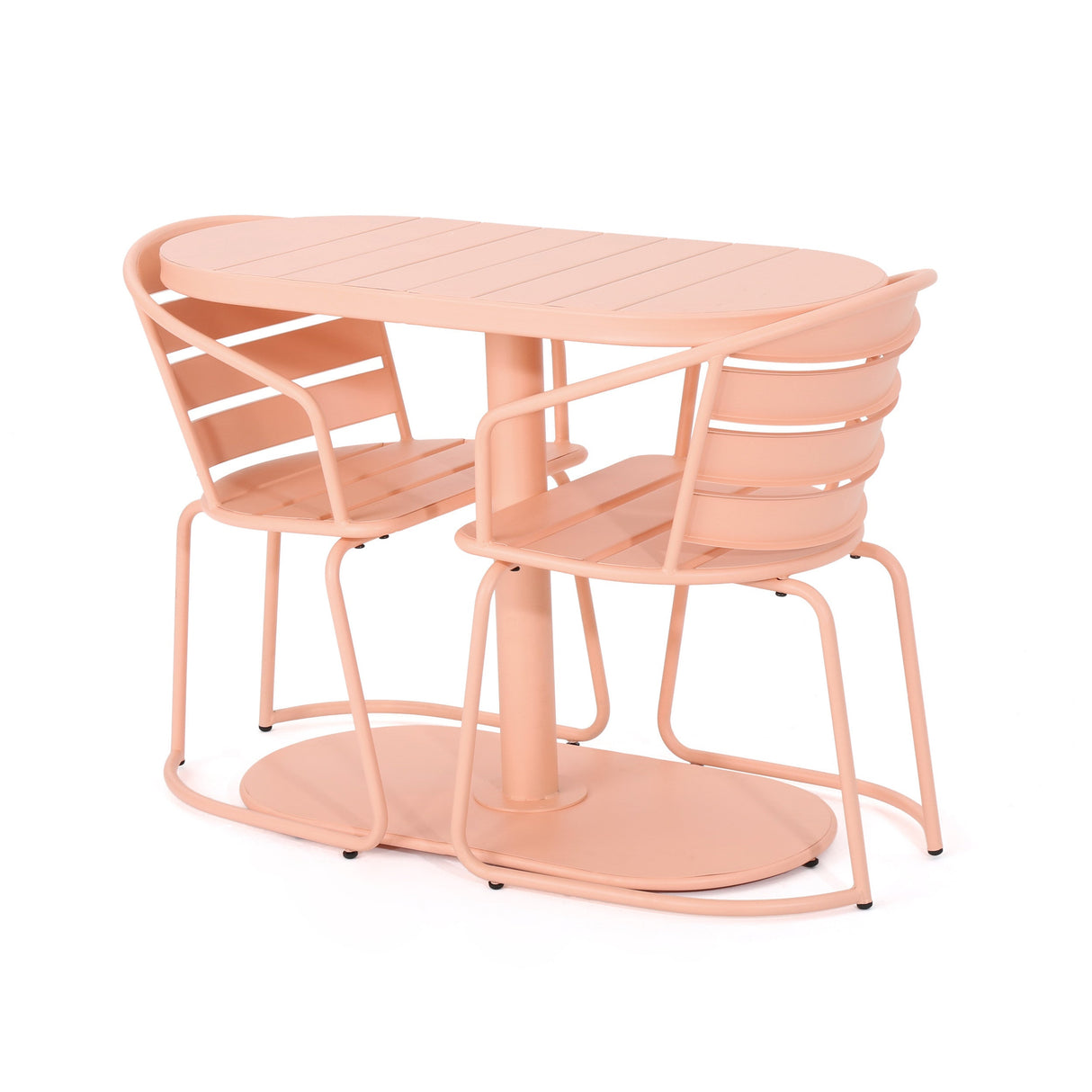 Outdoor Metal Seating Set with Coffee Table and 2 Chairs, Pink