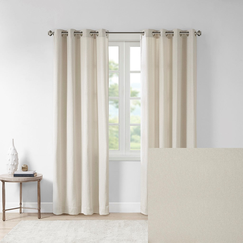 Plaid rod pocket and back tab curtain panel with fleece lining