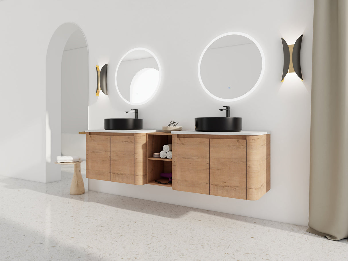 72" Wall-Mounted Bathroom Vanity With Ceramic Art Sink