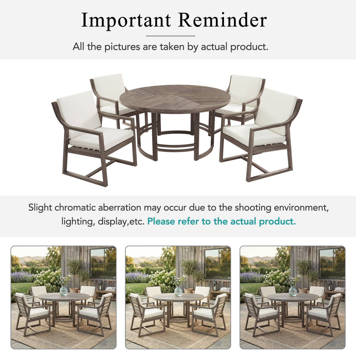 Outdoor Dining Set 5-Piece Patio Table and Chairs Set with Umbrella Hole
