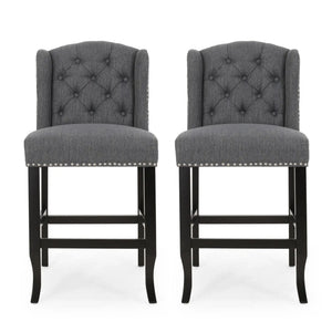 Vienna Fabric Tufted Counter Stool With Nailhead Accents (Set of 2)