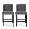 Vienna Fabric Tufted Counter Stool With Nailhead Accents (Set of 2)