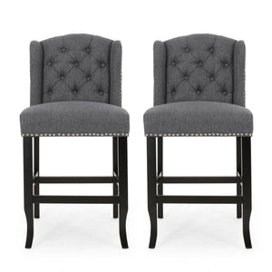 Vienna - Fabric Tufted Counter Stool With Nailhead Accents (Set of 2)