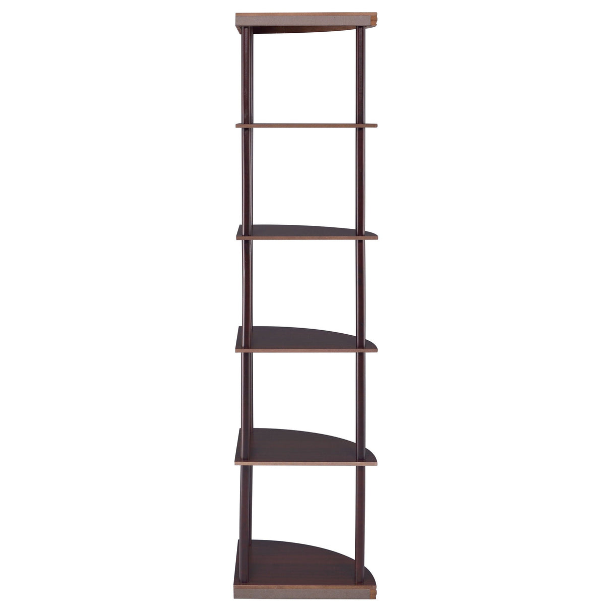 Corner Bookcase With 5 Shelves, Compact Design For Living Room - Cappuccino