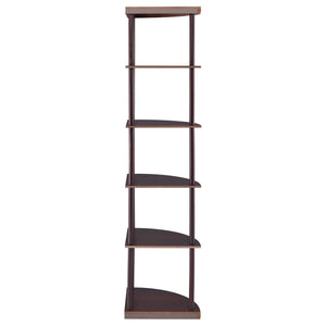 Corner Bookcase With 5 Shelves, Compact Design For Living Room - Cappuccino