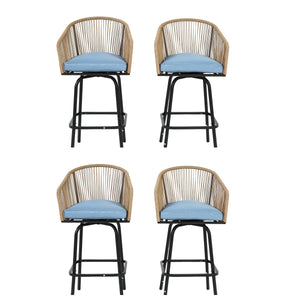 Outdoor Bar Stools Set of 4 with Armrests and Backrest