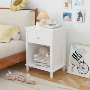 Nightstand & 1 Drawer And 1 Shelf - White