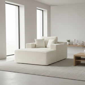 Convertible Chaise Lounge Chair With Wide Armrest & Throw Pillows