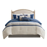 7 Piece Faux Suede Comforter Set Blue King