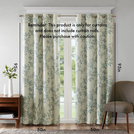 Printed botanical blackout curtain panel (only 1 pc panel)