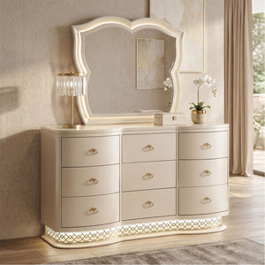 Flora - 9 Drawer Dresser With LED - Champagne