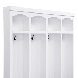 Entryway Hall Tree With Bench, 4 Hooks & Open Storage Space