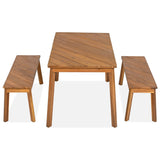Go 3-Piece Acacia Wood Table Bench Dining Set