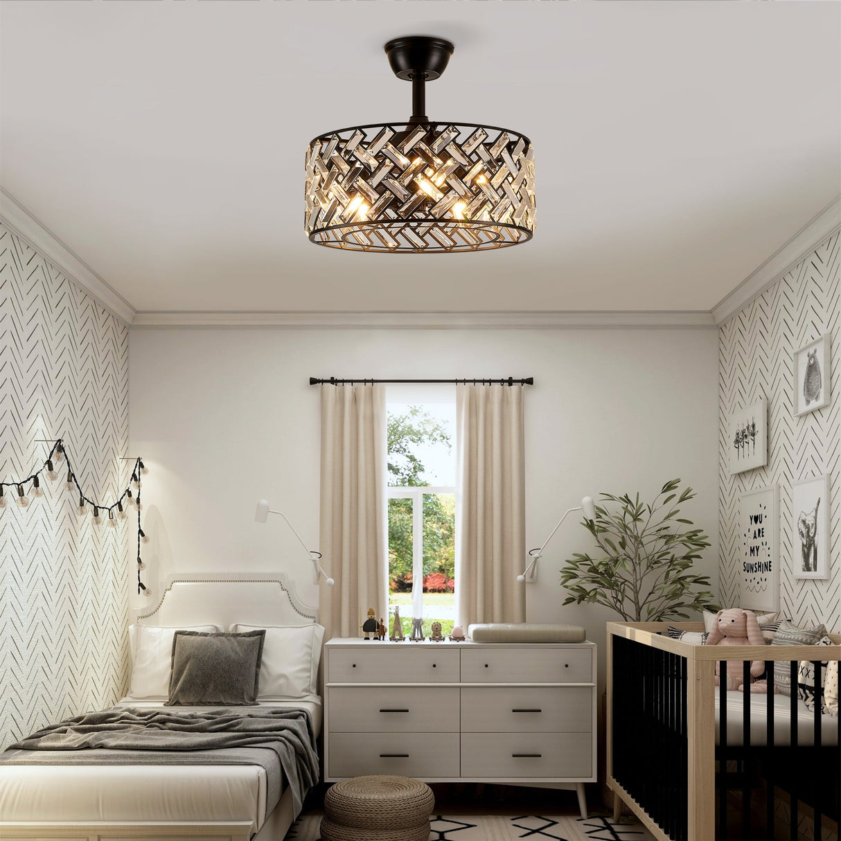 18'' Crystal Cage Ceiling Fan with Remote Control