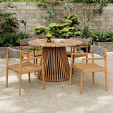 Patio Set Outdoor Acacia Wood Furniture Sets - Braided Dining Chairs & Dining Table