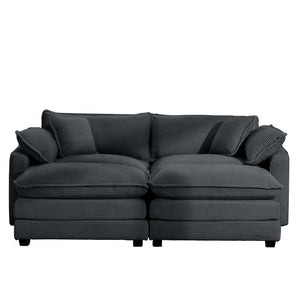 Modern Oversized Modular Cushion Sofa With Ottoman, Low Back, Deep Seating Sofa Set