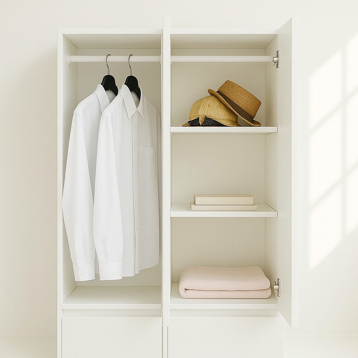 Elise - Modular Closet System With Mirror And Customizable Storage - White