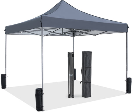 10 x 10ft pop up canopy tent easy setup portable sun shelter -gray