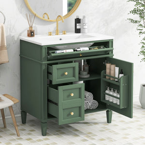 Bathroom Vanity With Top Sink, Storage Cabinet With 2 Drawers, Tip Out Drawer