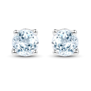 0.64 Carat Genuine Blue Topaz .925 Sterling Silver Earrings