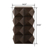 Retro Wooden Side Table with 3D Embossed Design