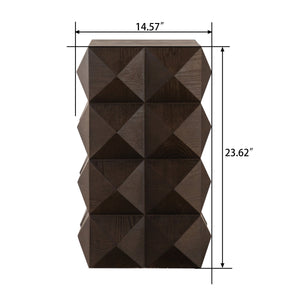 Retro Wooden Side Table with 3D Embossed Design