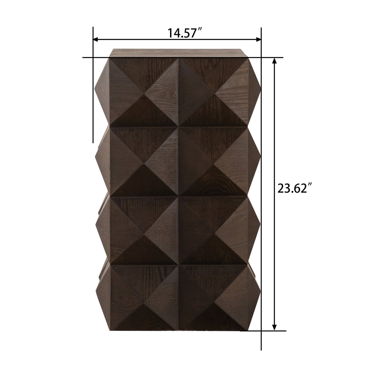 Retro Wooden Side Table with 3D Embossed Design