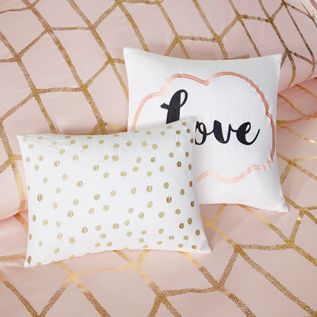 Metallic Full/Queen Printed Comforter Set