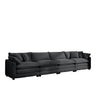 Modern Upholstered 4 Seater Fabric Sofa with Arm and Throw Pillows - Multiple Colors