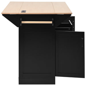 K&K 55.7'' Large Kitchen Island with 2 Drop Leaf