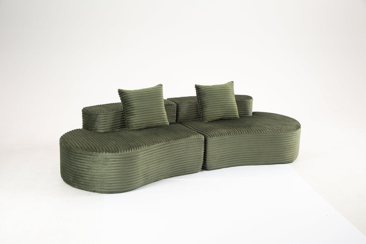 Cozy Corduroy 2-Seater Sofa with Lumbar Pillows