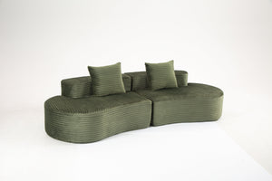 Cozy Corduroy 2-Seater Sofa with Lumbar Pillows