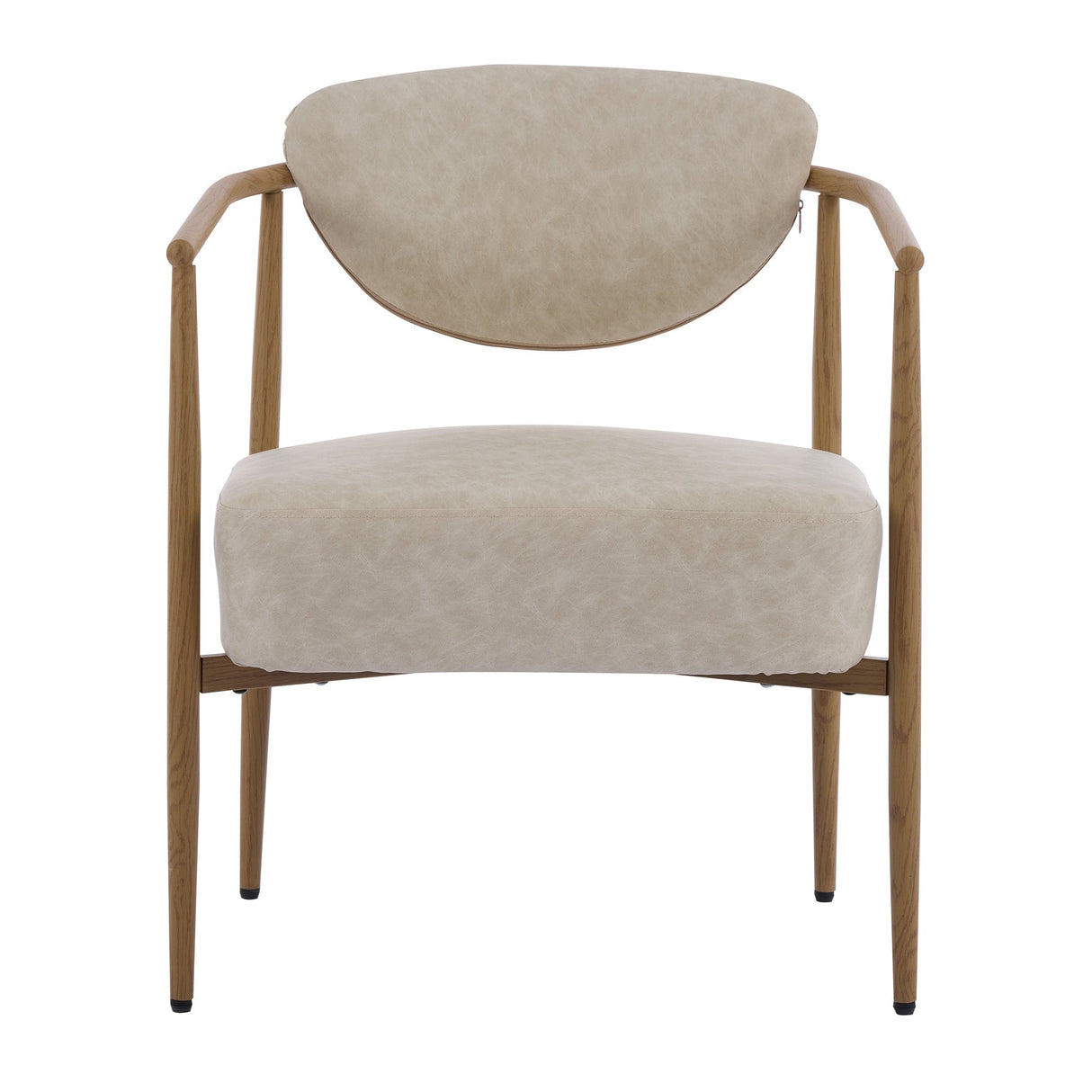 Beige PU Leather Dining Room Chair with Metal Frame