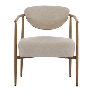 Beige PU Leather Dining Room Chair with Metal Frame