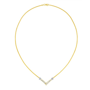 14K Yellow and White Gold 1/4 Cttw Princess Cut Diamond Channel-Set â€œVâ€ Shape 18" Pendant Necklace (H-I Color, SI2-I1 Clarity)