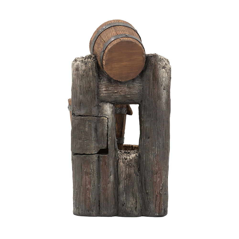 Decorative 3 Tier Bucket Fountain with Lights and Pump - Brown