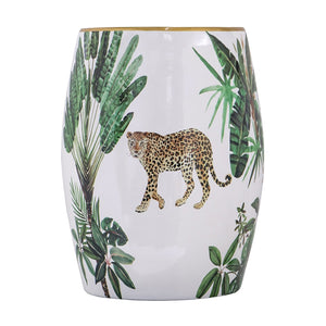 13x13x18" Ceramic Garden Stool Jungle-Themed Accent Side Table