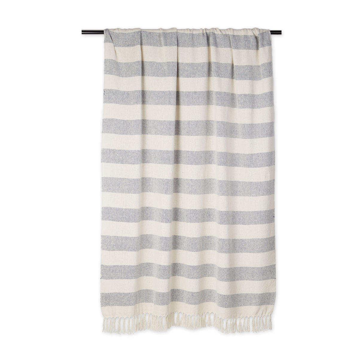 DII Cabana Stripe Cotton 50x60" Throw Blanket, French Blue/Off-White