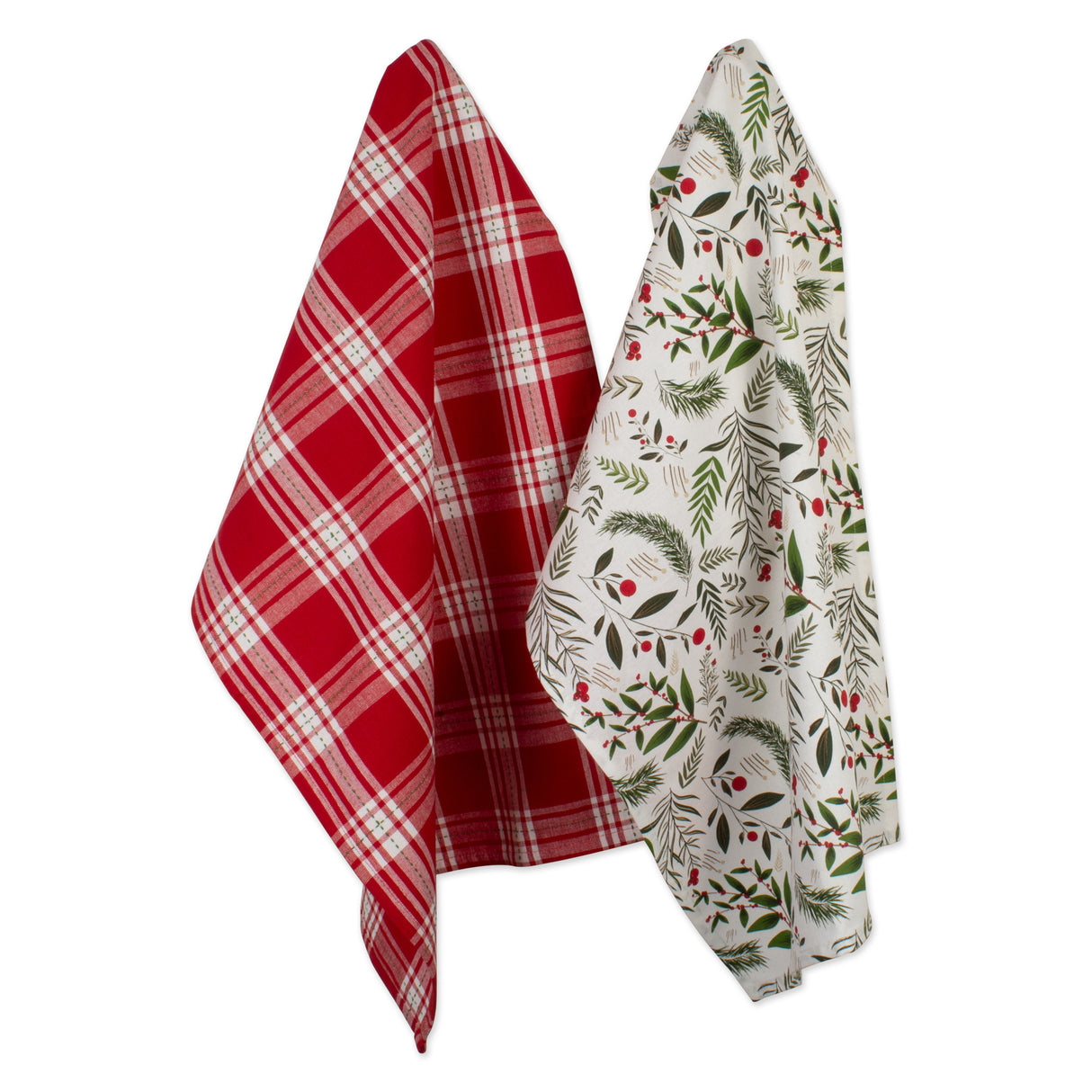 DII Holiday Mixed Dishtowel Set/2, Boughs of Holly